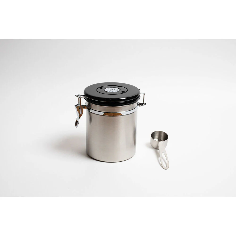 Coffee Culture Medium Coffee Canister Storage Round Container 13x15cm (Silver) - Image 3