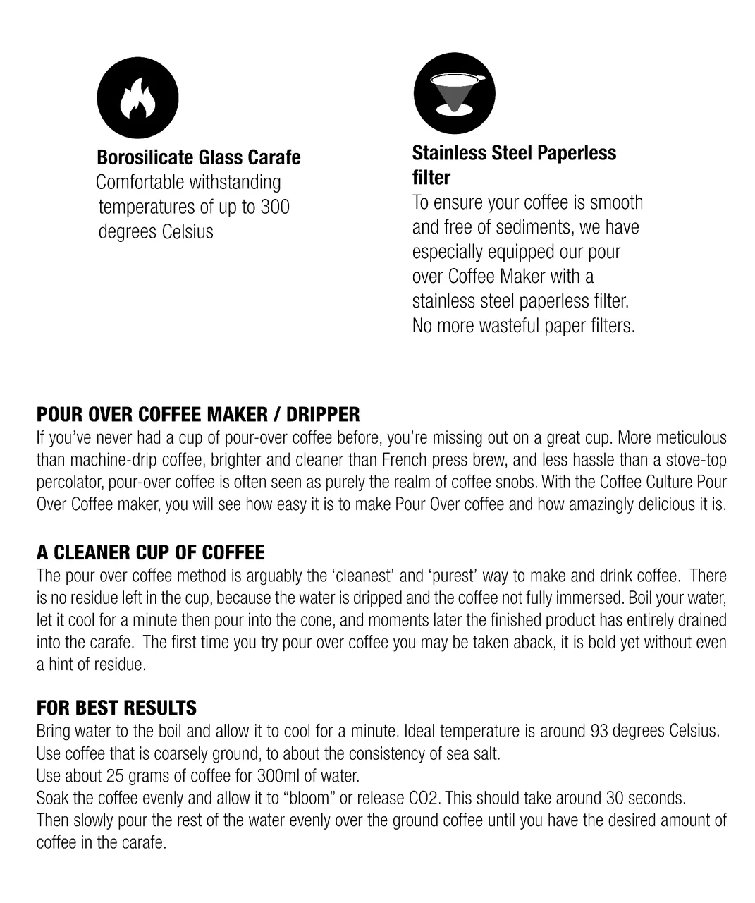 Coffee Culture Pour Over 400ml Glass Coffee Maker Drip Jug with Filter Clear - Image 6