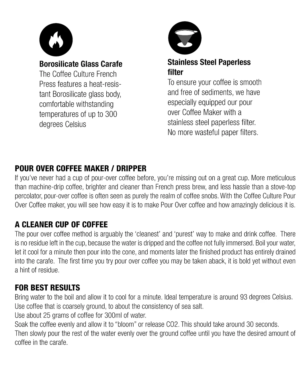 Coffee Culture Pour Over 600ml Glass Coffee Maker Drip Jug with Filter Clear - Image 5