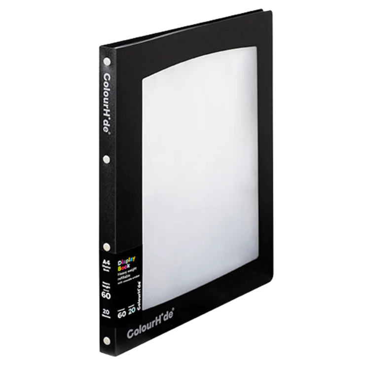 Colourhide Refillable Display Book 20 Pockets Medium Weight A4 Black/Clear 10 Pack - Image 2