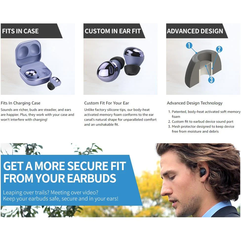 Comply TrueGrip Pro Ear Tips for Samsung Galaxy Buds Pro (3 Pairs) [Assorted] - Image 3