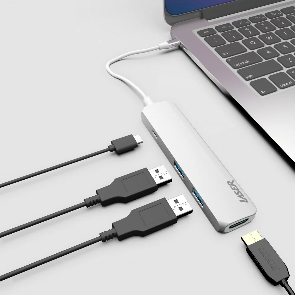 Connect Cable 4-Port Male USB-C to HDMI/USB 3.0 Hub For Laptop (White) - Image 5