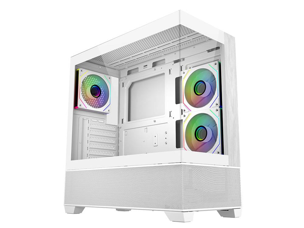 Cooler Master Elite 690 Wood Dual Tempered Glass Mid-Tower Case (White) - Image 2