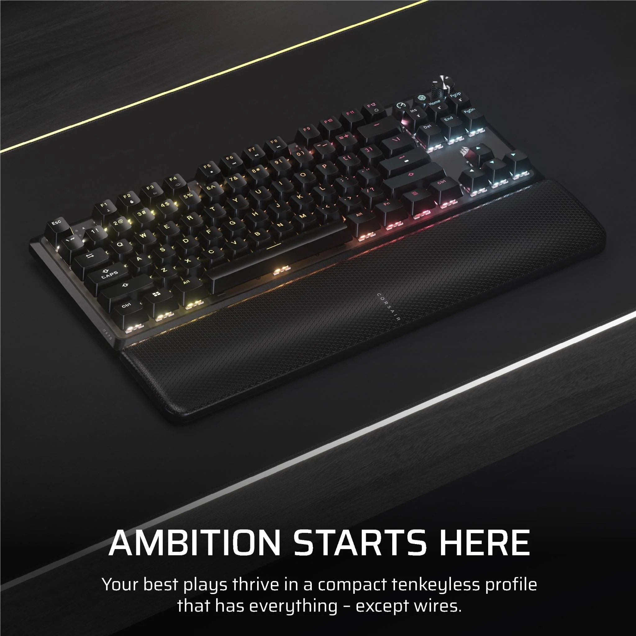 Corsair K70 CORE TKL Wireless Tenkeyless Mechanical Gaming Keyboard (Black) - Image 2