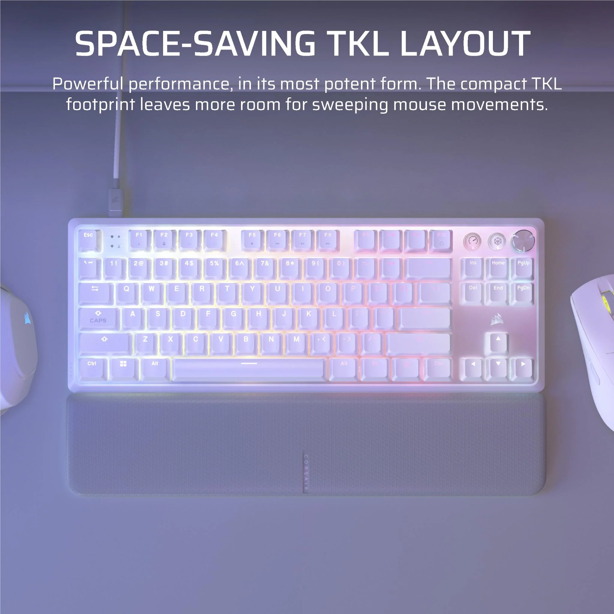 Corsair K70 PRO TKL Tenkeyless Magnetic Mechanical Gaming Keyboard (White) - Image 3