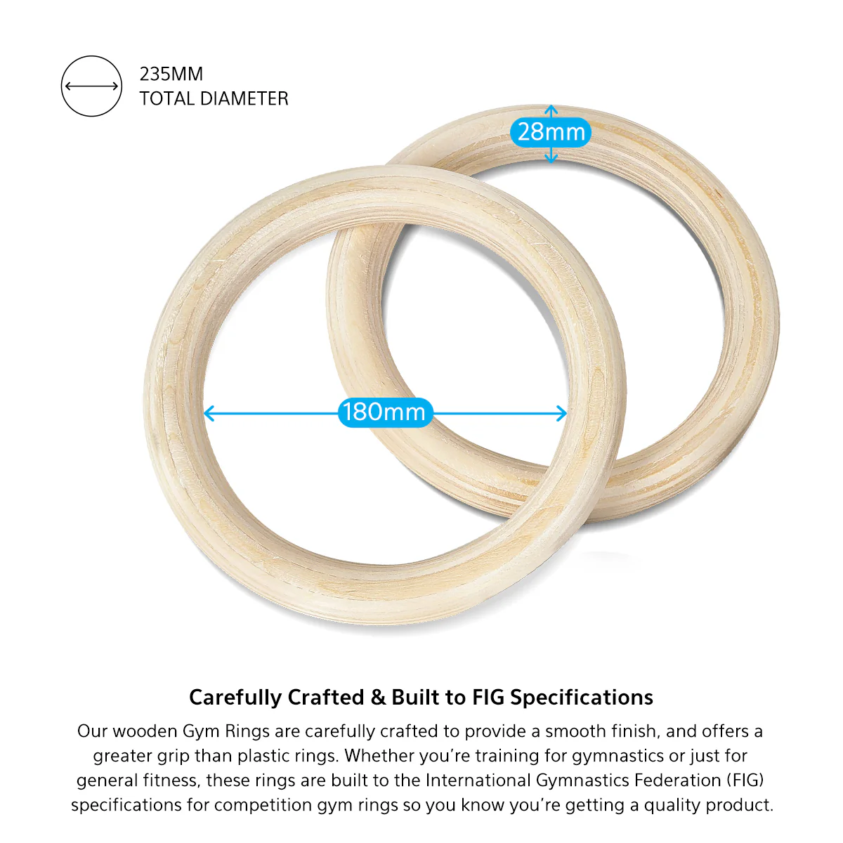 CORTEX Gym Ring Pair FIG Spec with Markings 28mm - Image 4