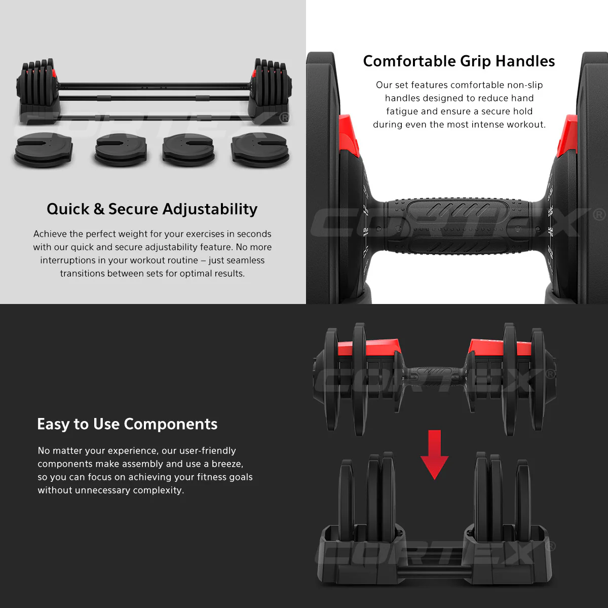 CORTEX Revolock V2 80kg Adjustable Dumbbell Pair with Stand - Image 5