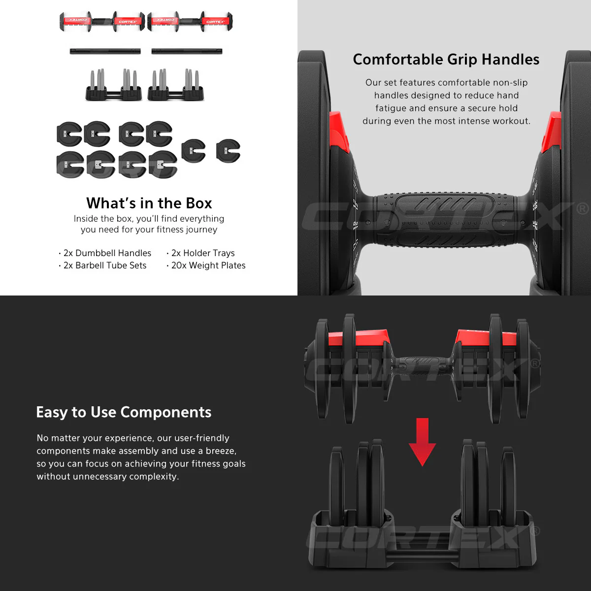 CORTEX Revolock V2 Adjustable Dumbbell Set 80kg - Image 5