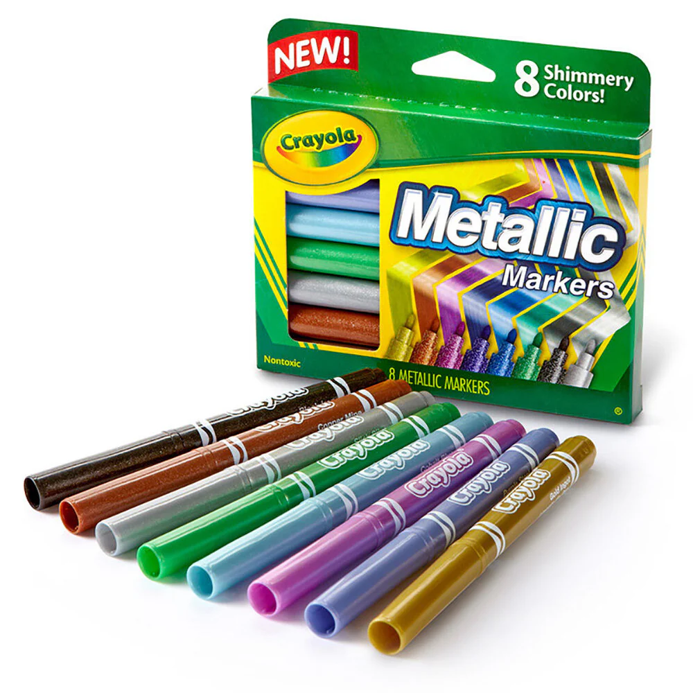 Crayola Metallic Markers Colouring/Drawing Art/Craft 3y+ [8-Pieces] - Image 3