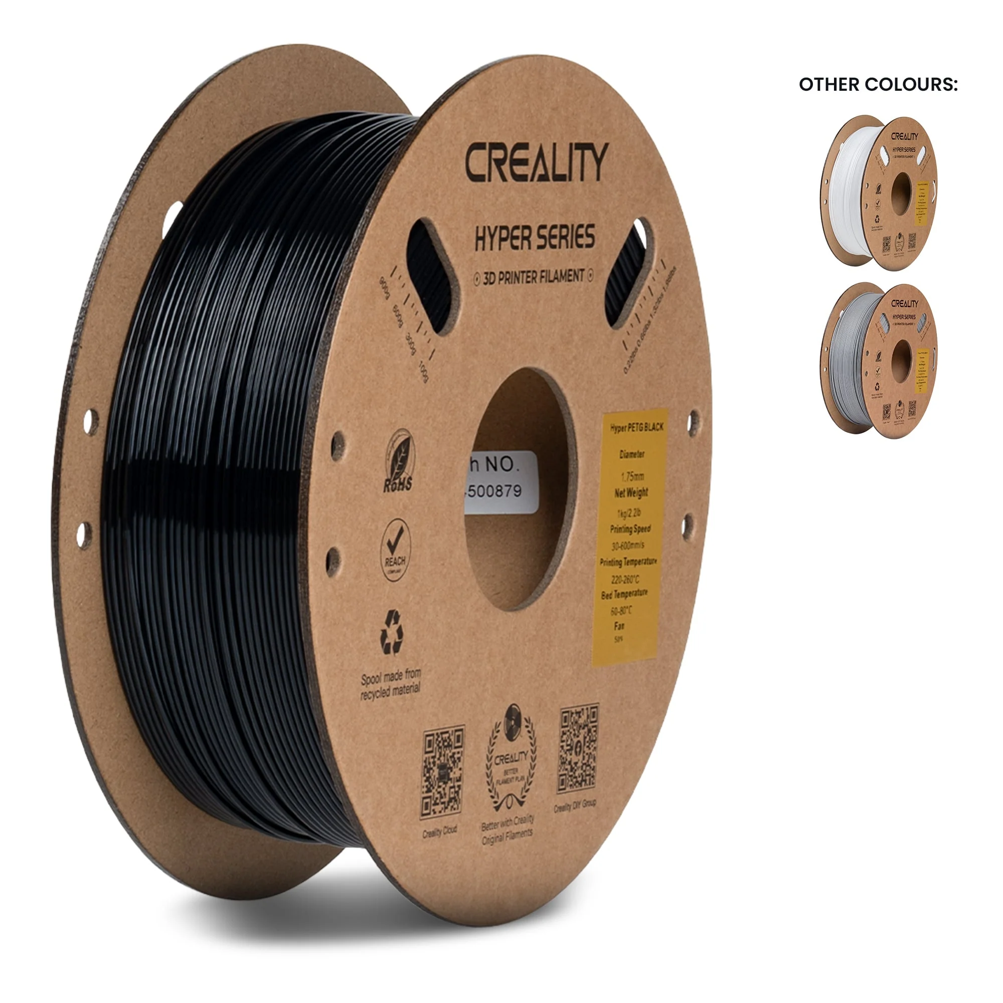 Creality Hyper PETG 3D Printer Filament Waterproof Quick Printing (Black) - Image 3