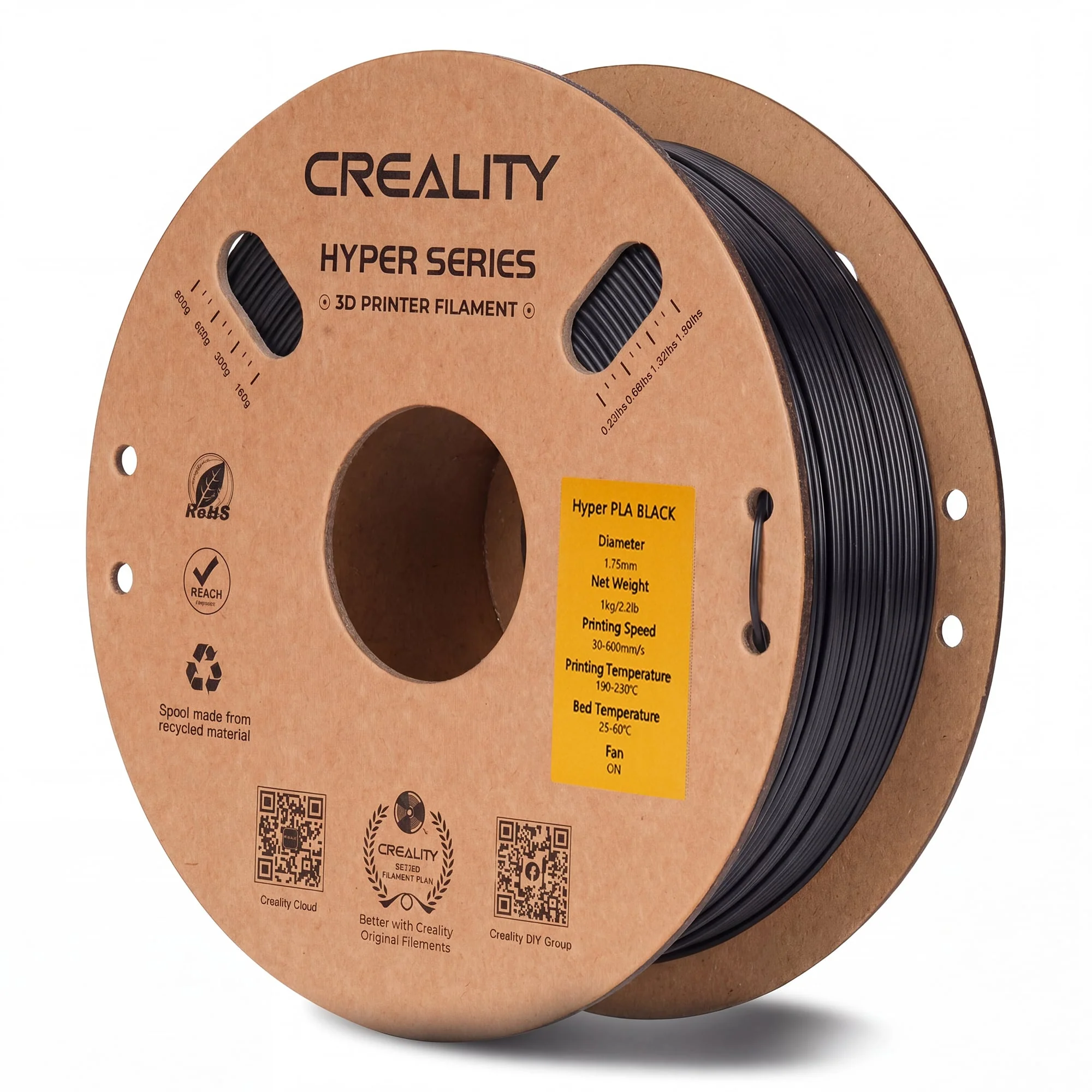 Creality Hyper PLA 3D Printer Filament High Precision (Black) - Image 2