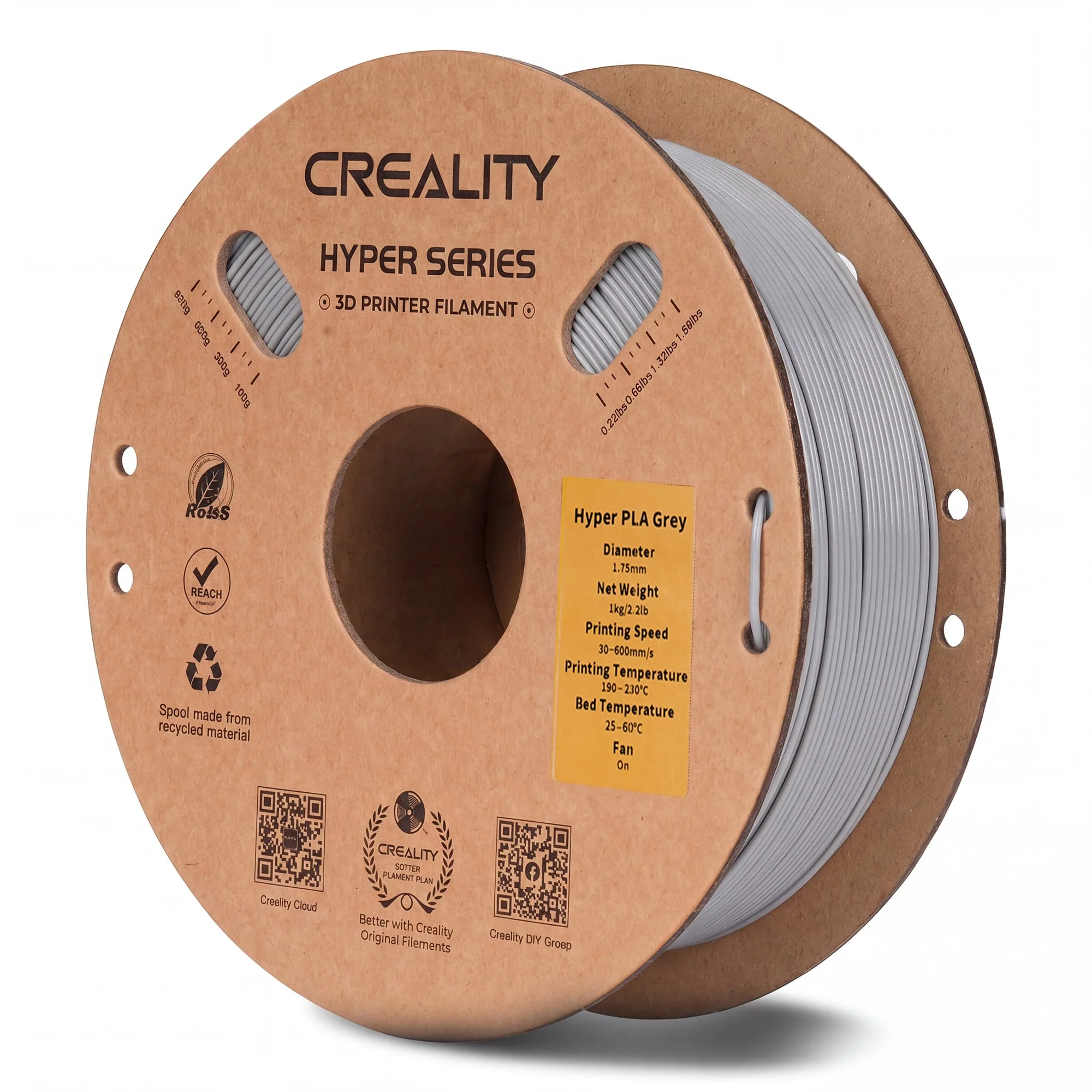 Creality Hyper PLA 3D Printer Filament High Precision (Gray) - Image 2