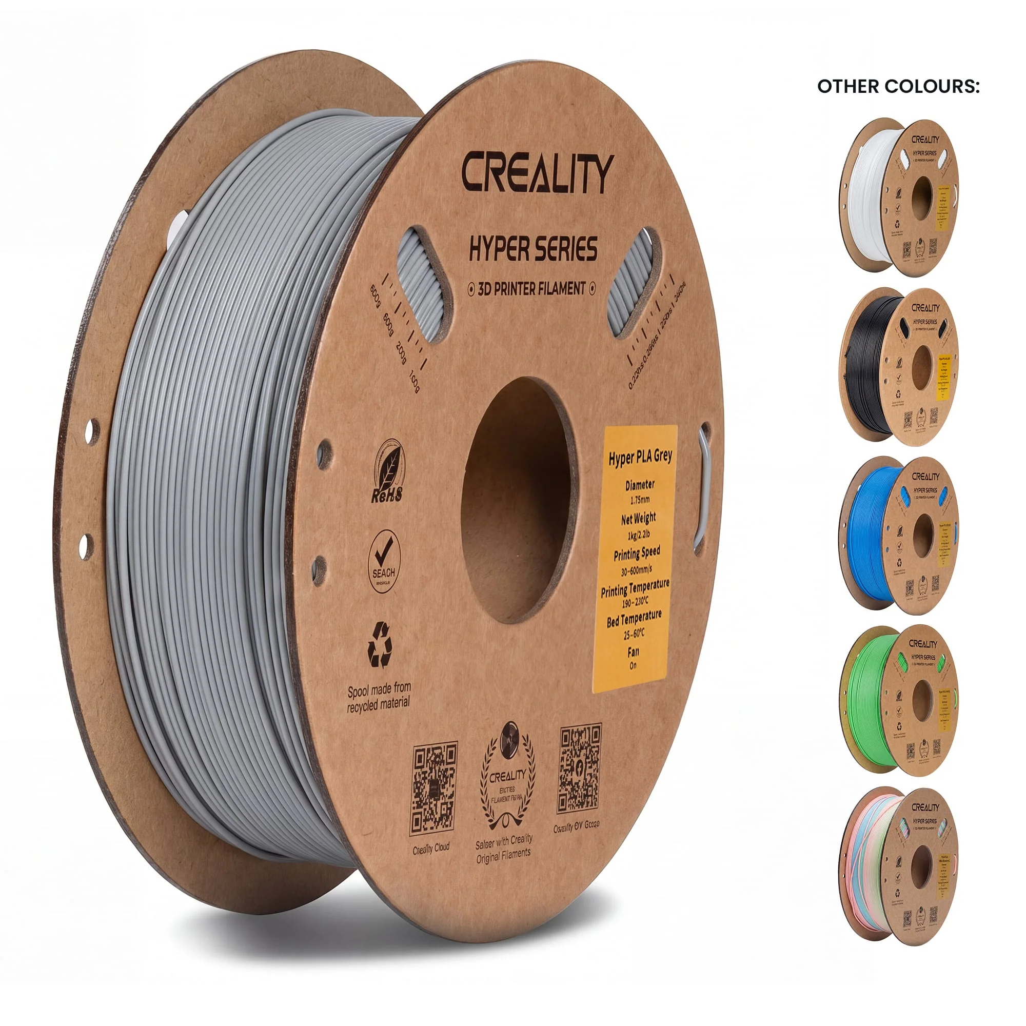 Creality Hyper PLA 3D Printer Filament High Precision (Gray) - Image 3