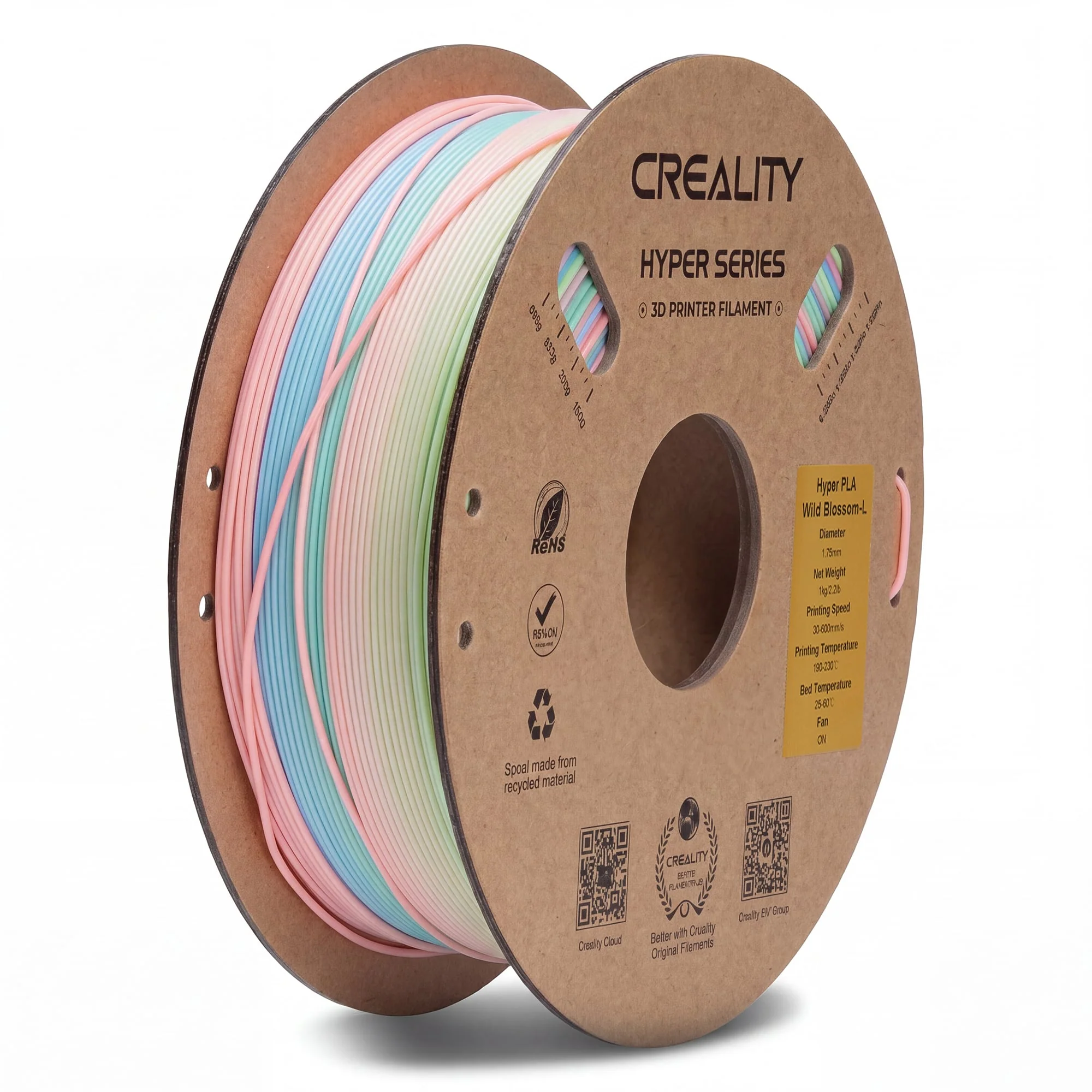 Creality Hyper Rainbow PLA 3D Printer Filament High Precision (Wild Blossom)