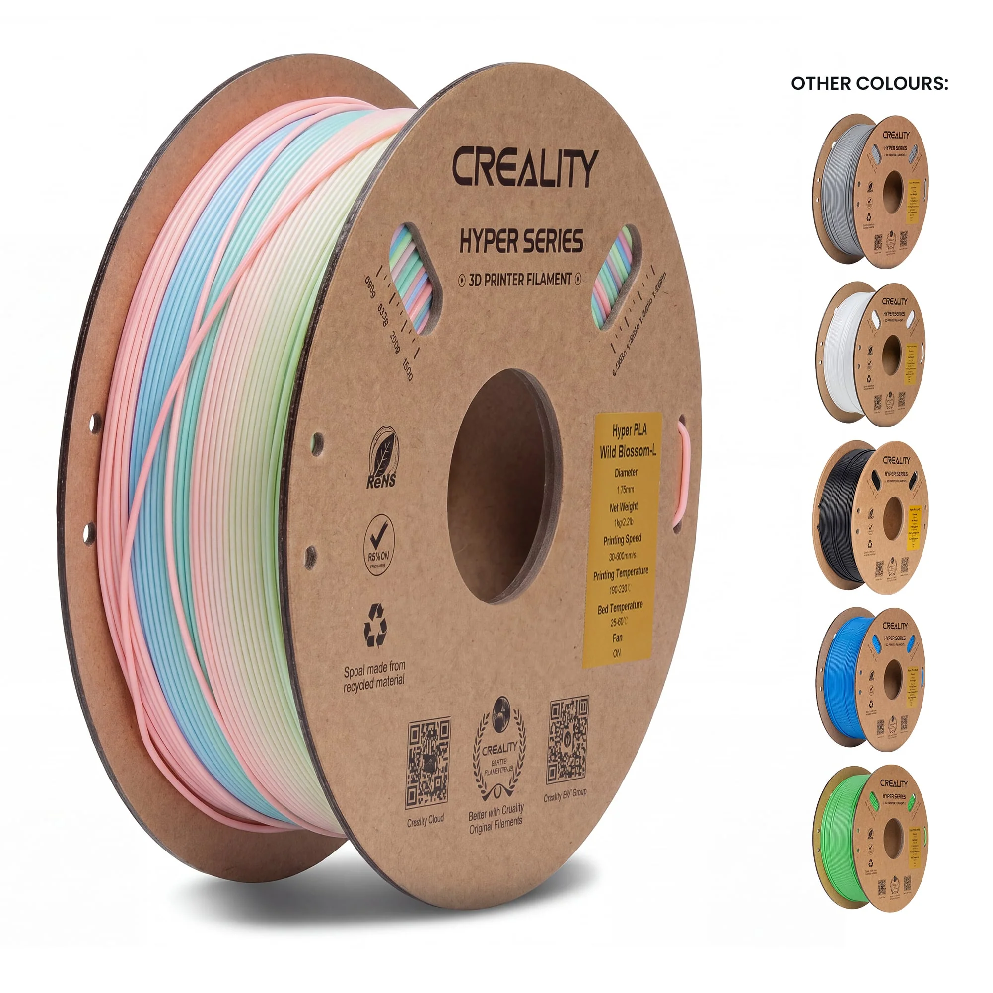 Creality Hyper Rainbow PLA 3D Printer Filament High Precision (Wild Blossom) - Image 3