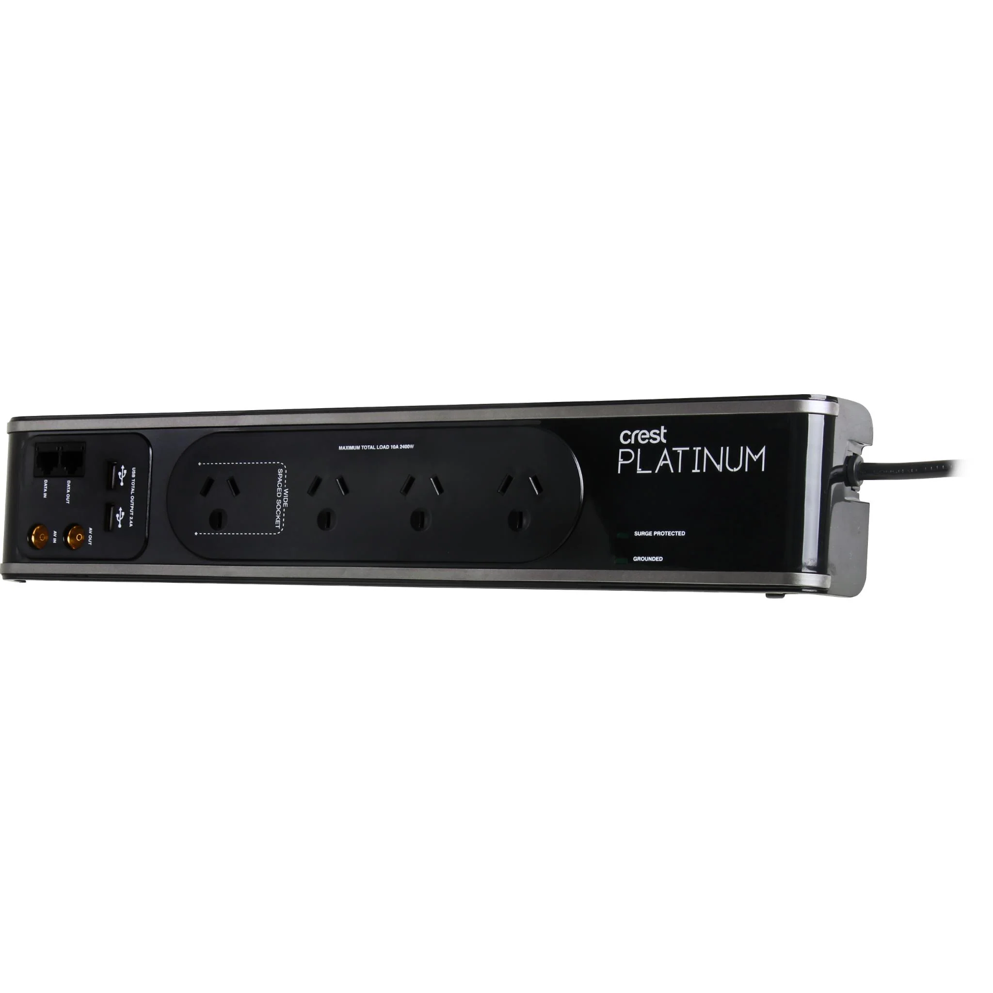 Crest Platinum 4 Socket Equipment Protector w/ TV & Data Protection Power Board - Image 2