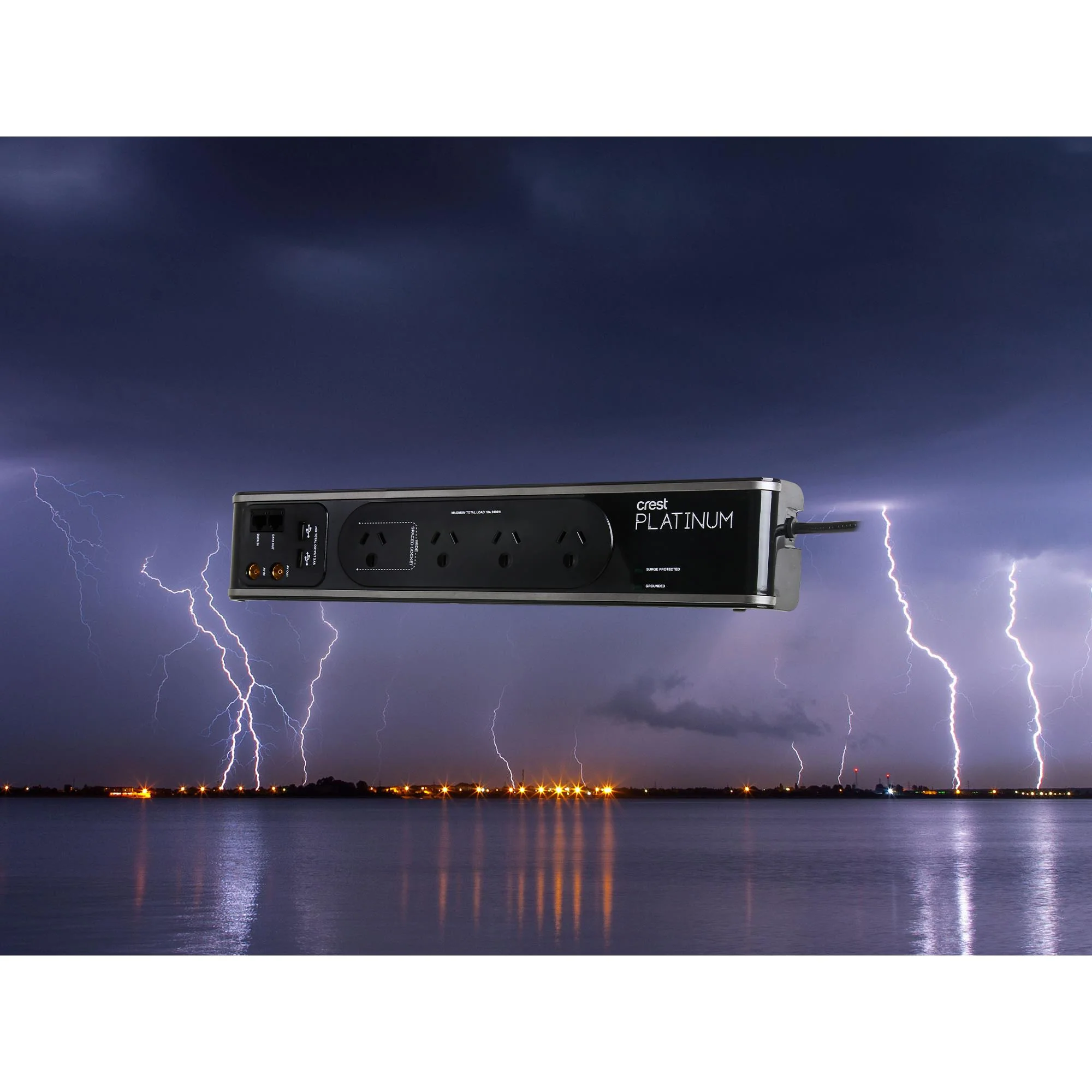 Crest Platinum 4 Socket Equipment Protector w/ TV & Data Protection Power Board - Image 4