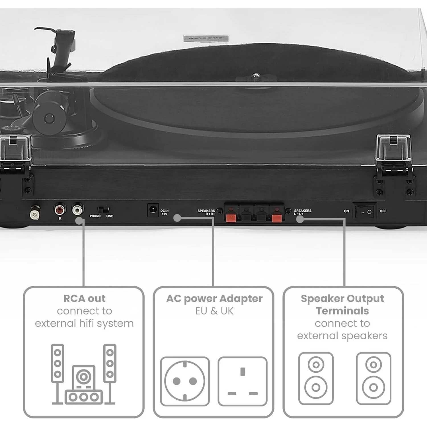 Crosley C62 Shelf System Turntable - Black (C62C-BK4) - Image 6
