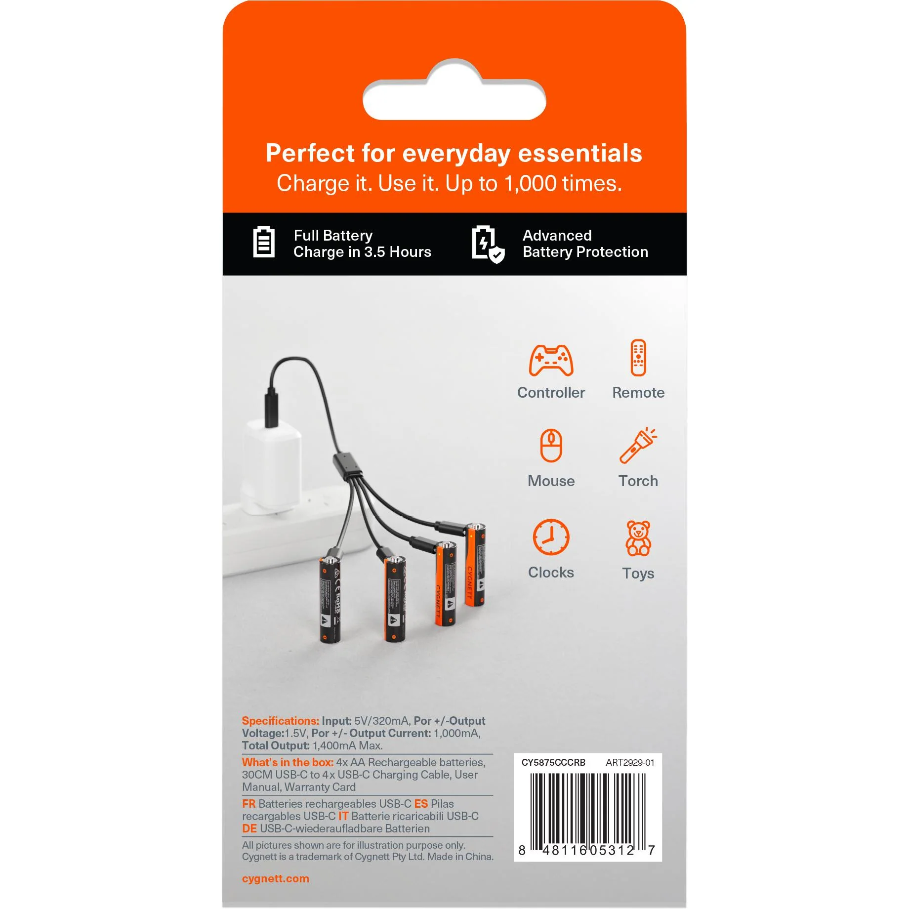Cygnett AA USB-C Rechargeable Batteries (4 Pack) - Image 7