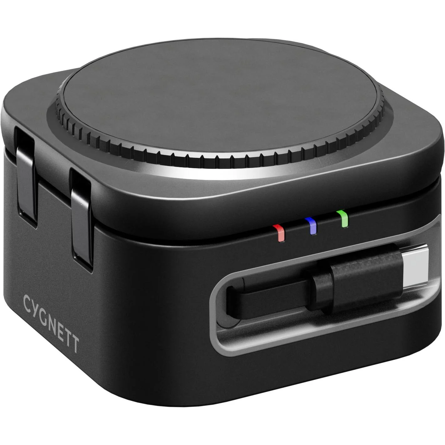 Cygnett ChargeBase Wireless 3-in-1 Charger with Retractable USB-C Cable (Black) - Image 2