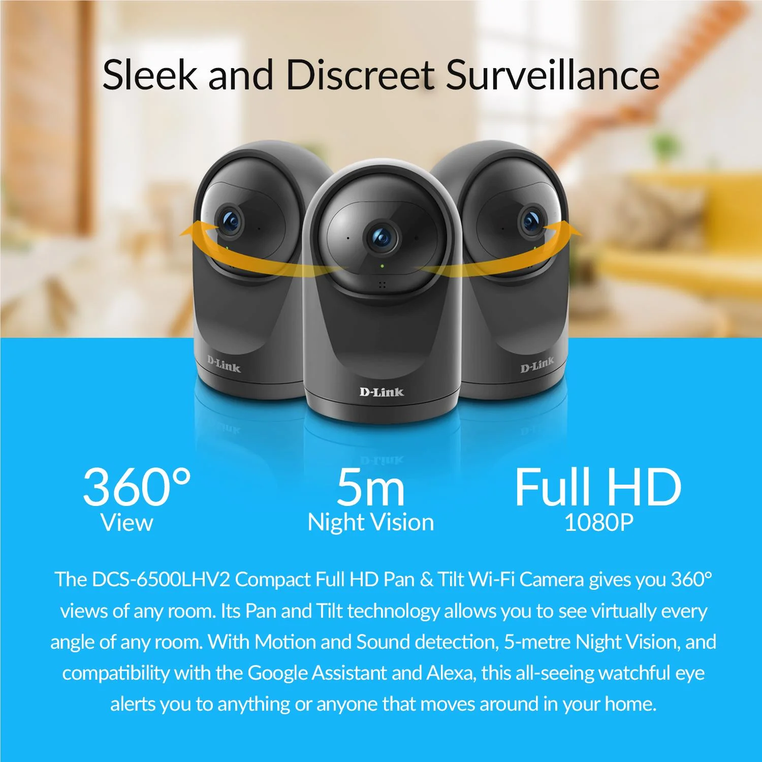 D-Link DCS-6500LHV2 Compact Full HD Pan & Tilt Wi-Fi Camera - Image 4
