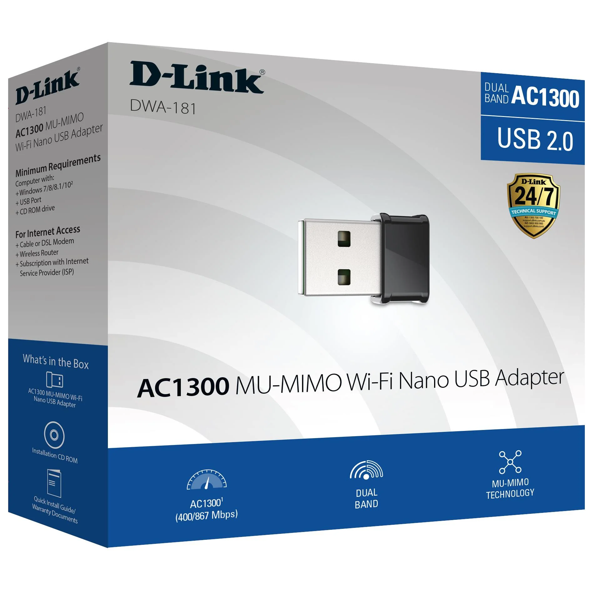 D-Link DWA-181 Wireless AC1300 MU-MIMO Nano USB Adapter - Image 3