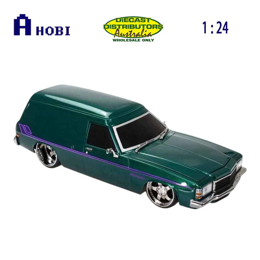 DDA 1:24 Holden HJ Panel Van Green Purple Stripe Spectra Light Up Plastic Model - Image 5