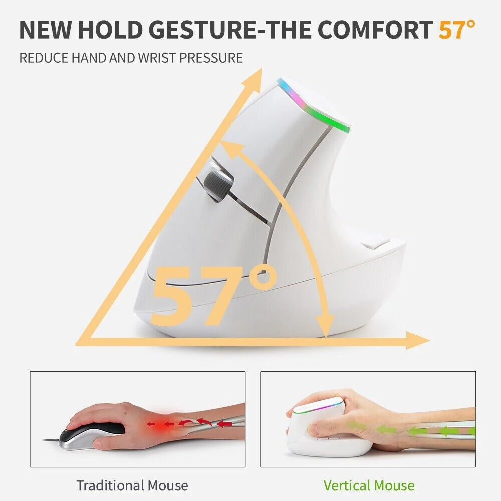 Delux M618C 2.4GHz Wireless Optical Ergonomic Mouse (White) - Image 3