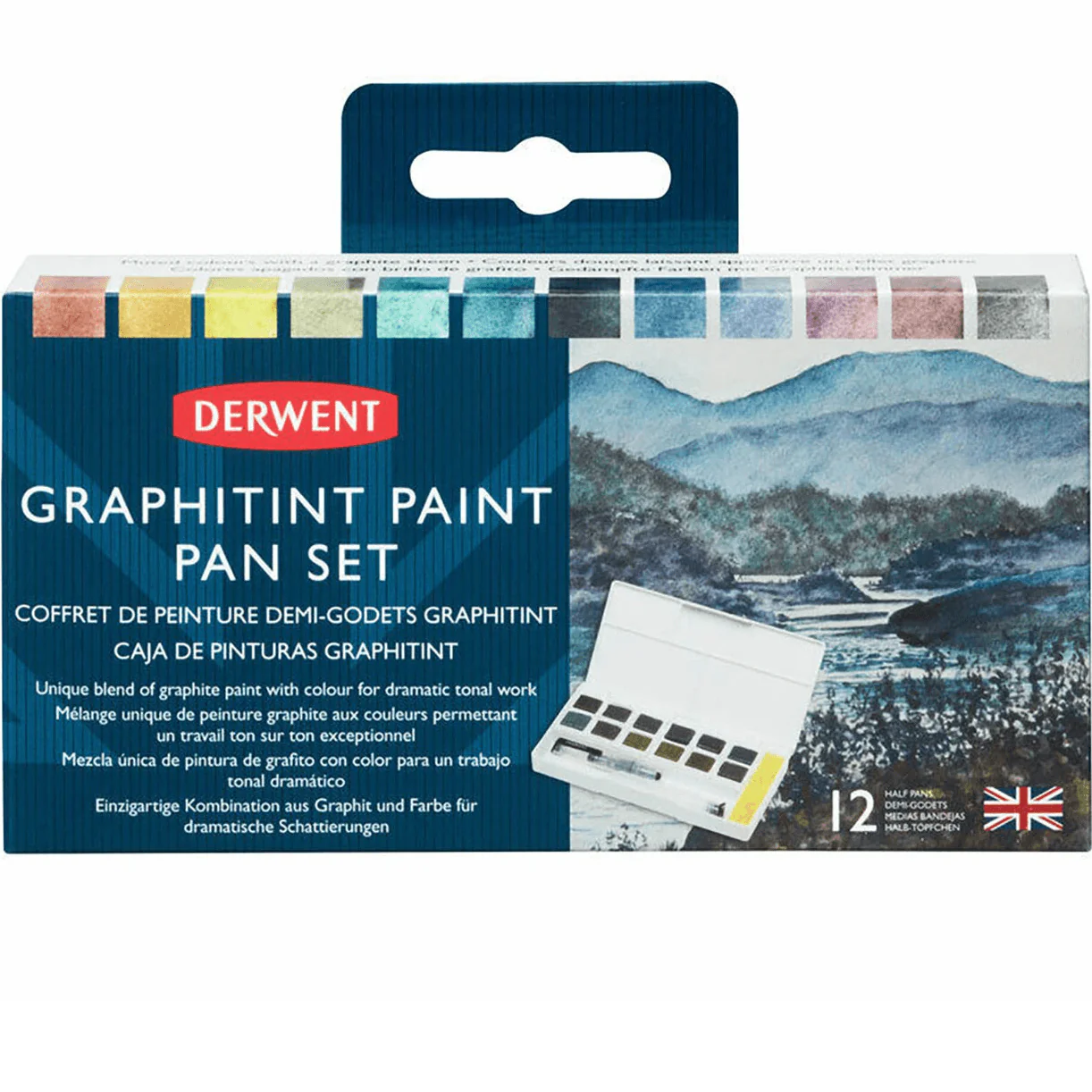Derwent Graphitint Paint Pan Assorted Colours Set 12 + Waterbrush - Image 3