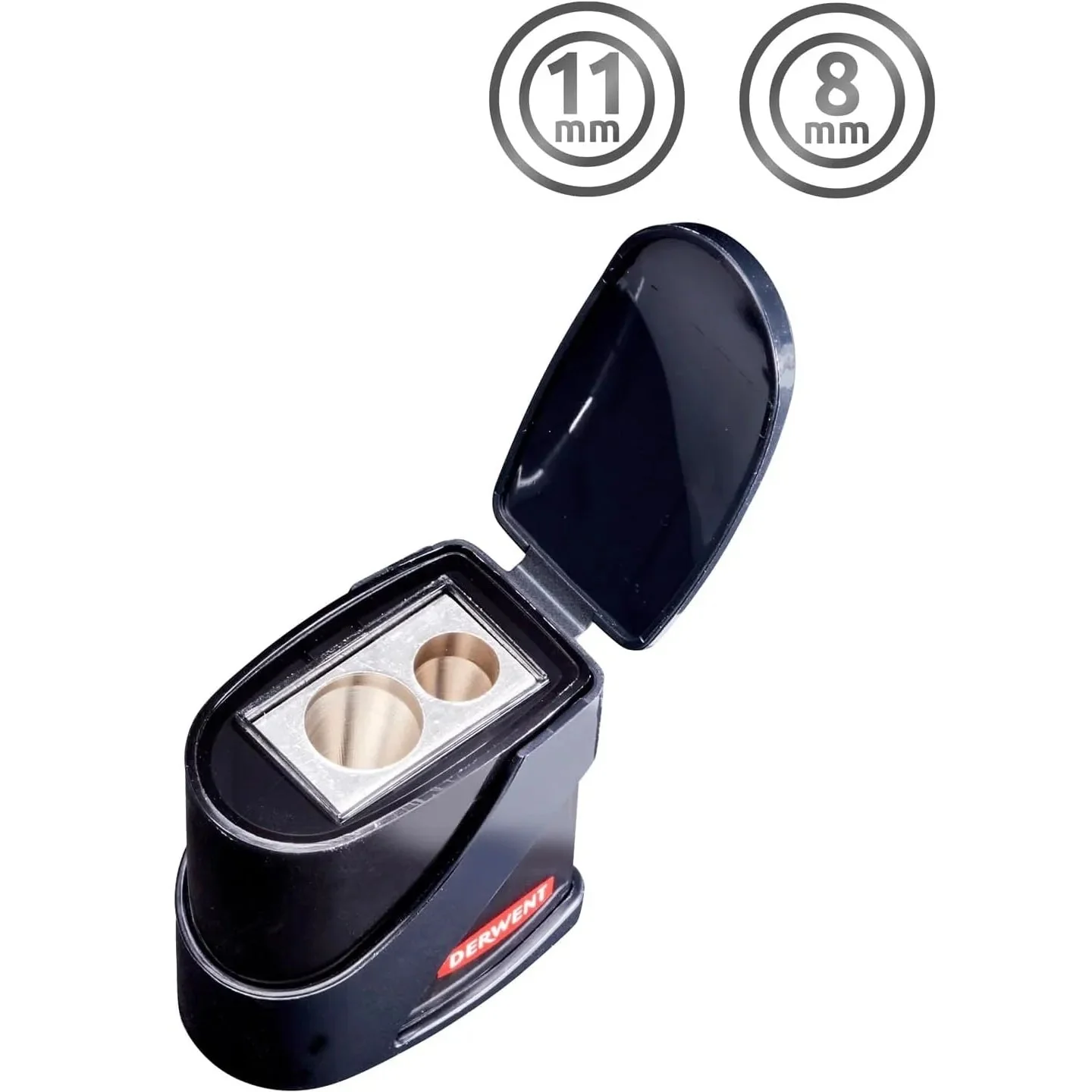 Derwent Twin Hole Sharpener Metal with Lid Container 2 Pack - Image 3