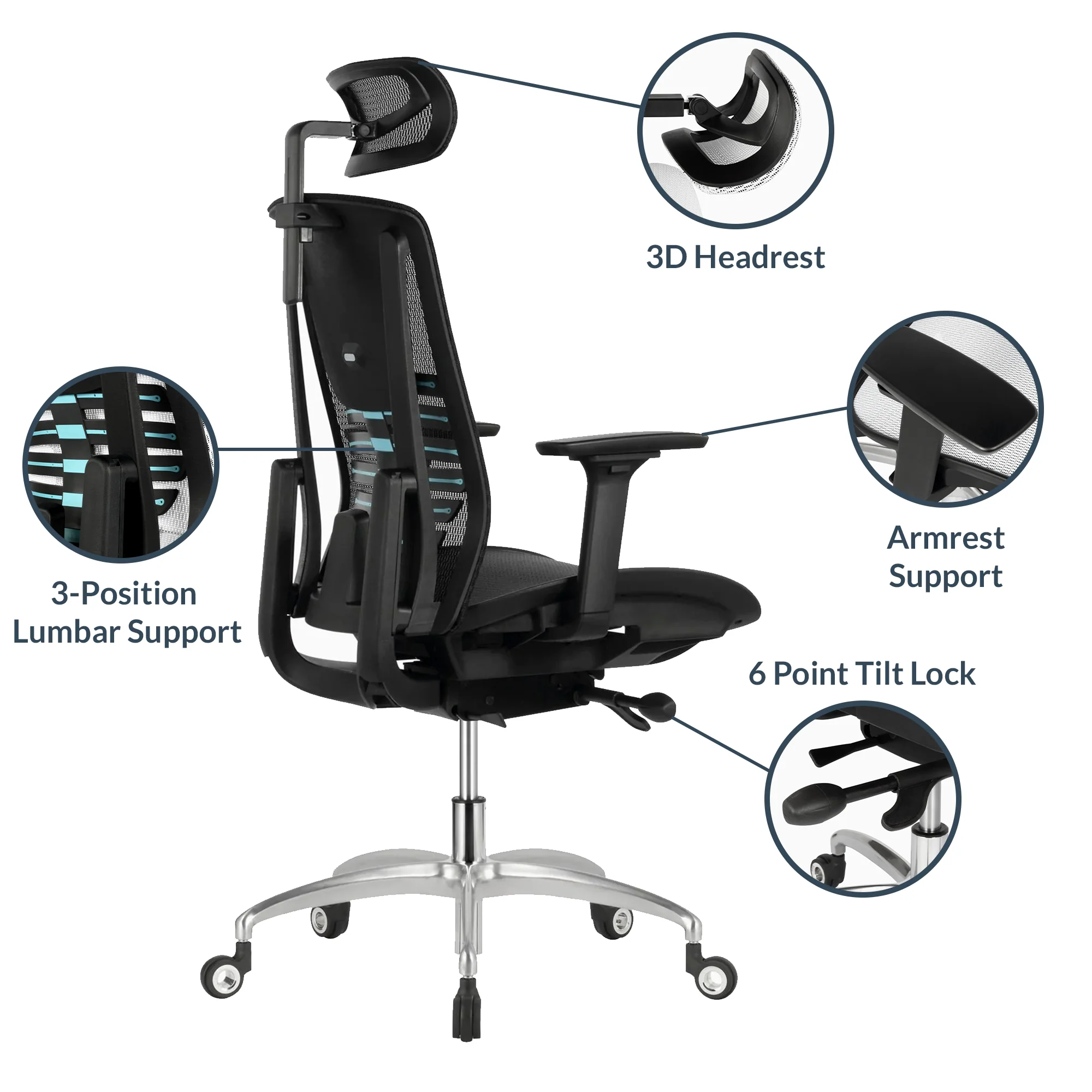 Desky Big and Tall High Back Office Chair - Black - Image 3