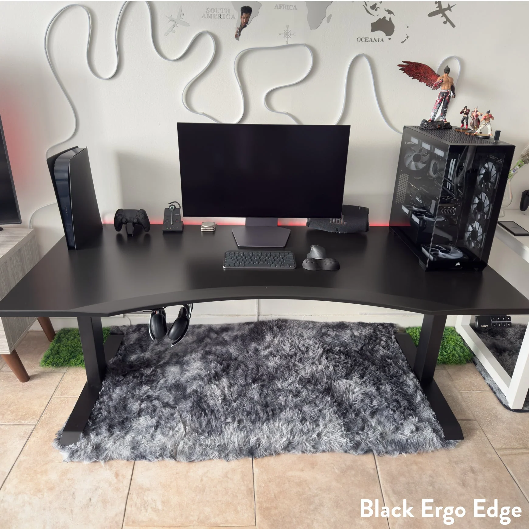 Desky Dual Ergo Edge Sit Stand Desk 120cm Black Desktop and Space Grey Frame - Image 4