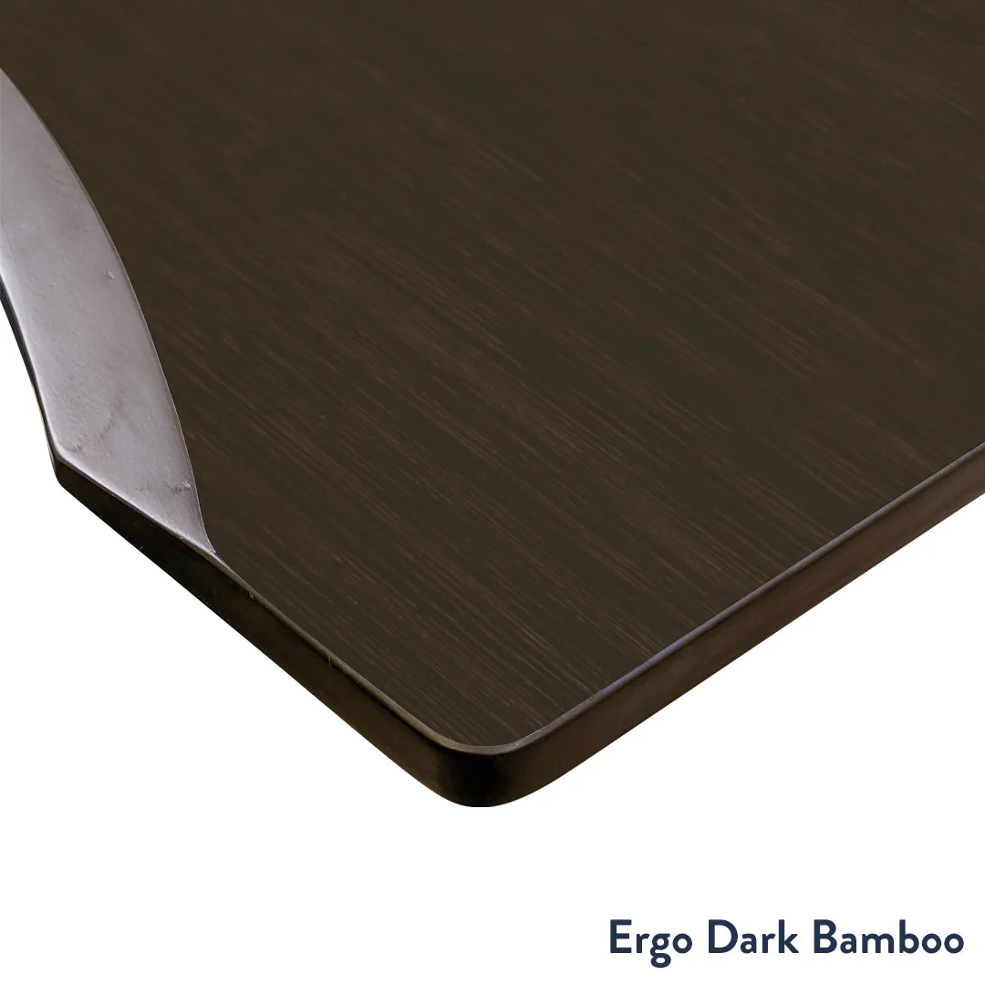 Desky Dual Ergo Edge Sit Stand Desk 120cm Dark Bamboo Desktop and Grey Frame - Image 2