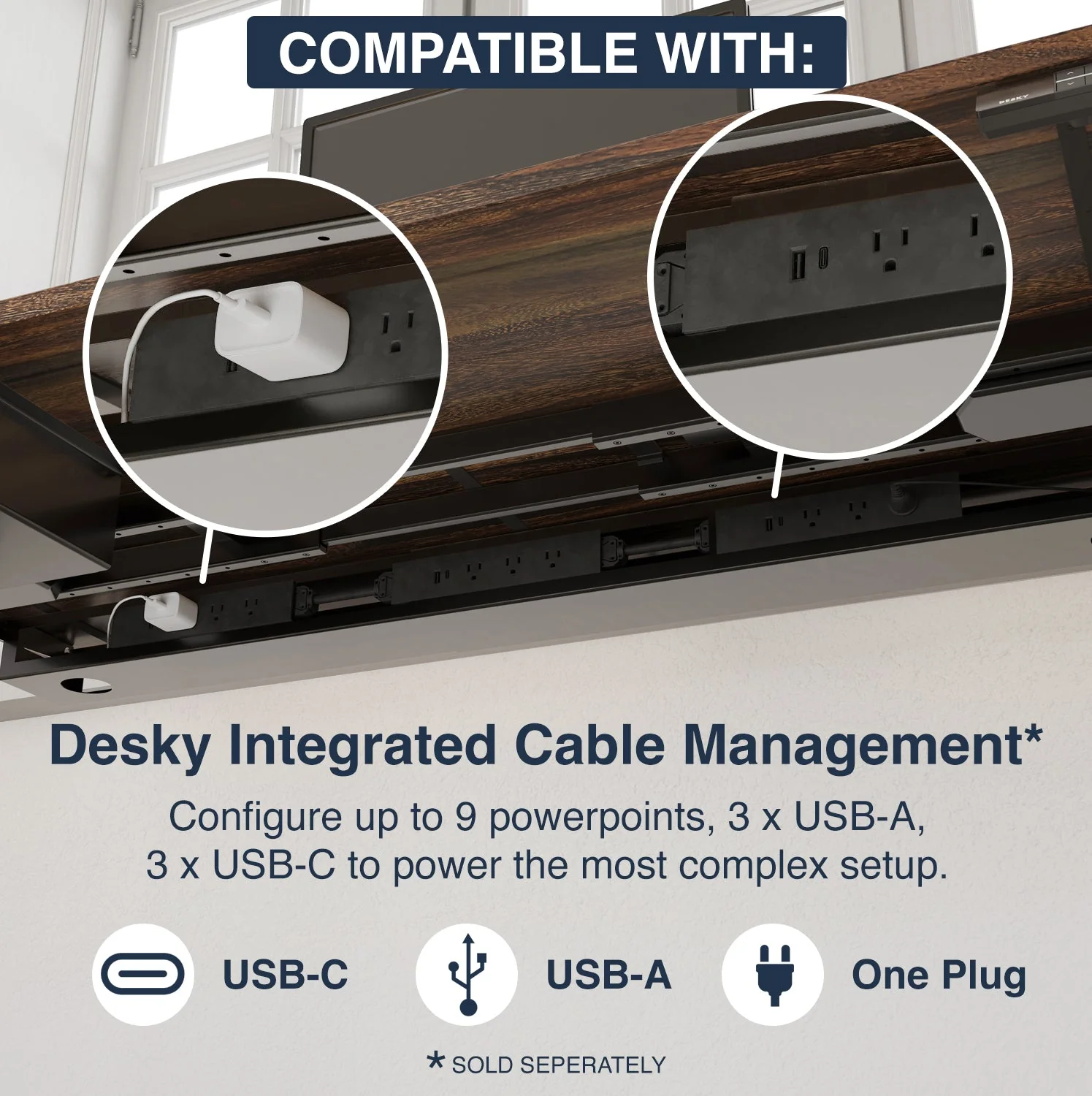 Desky Dual Hardwood Sit Stand Desk 120cm White Oak Desktop and Matte Black Frame - Image 5