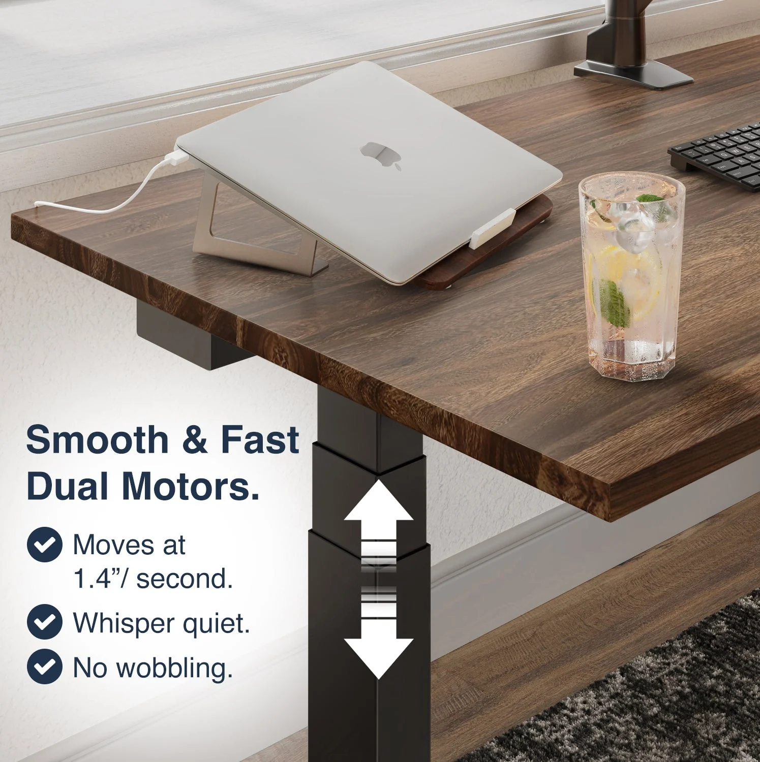 Desky Dual Hardwood Sit Stand Desk 150cm Maple Desktop and Space Grey Frame - Image 2