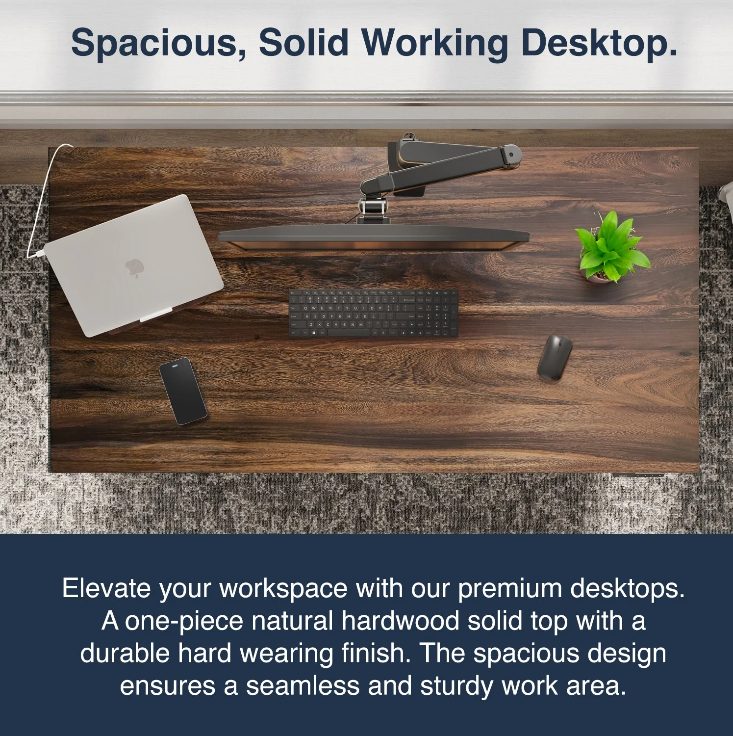 Desky Dual Hardwood Sit Stand Desk 150cm Maple Desktop and Space Grey Frame - Image 6