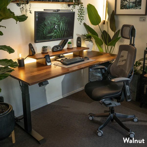 Desky Dual Hardwood Sit Stand Desk - Walnut / 1200x750mm / Grey - Image 2