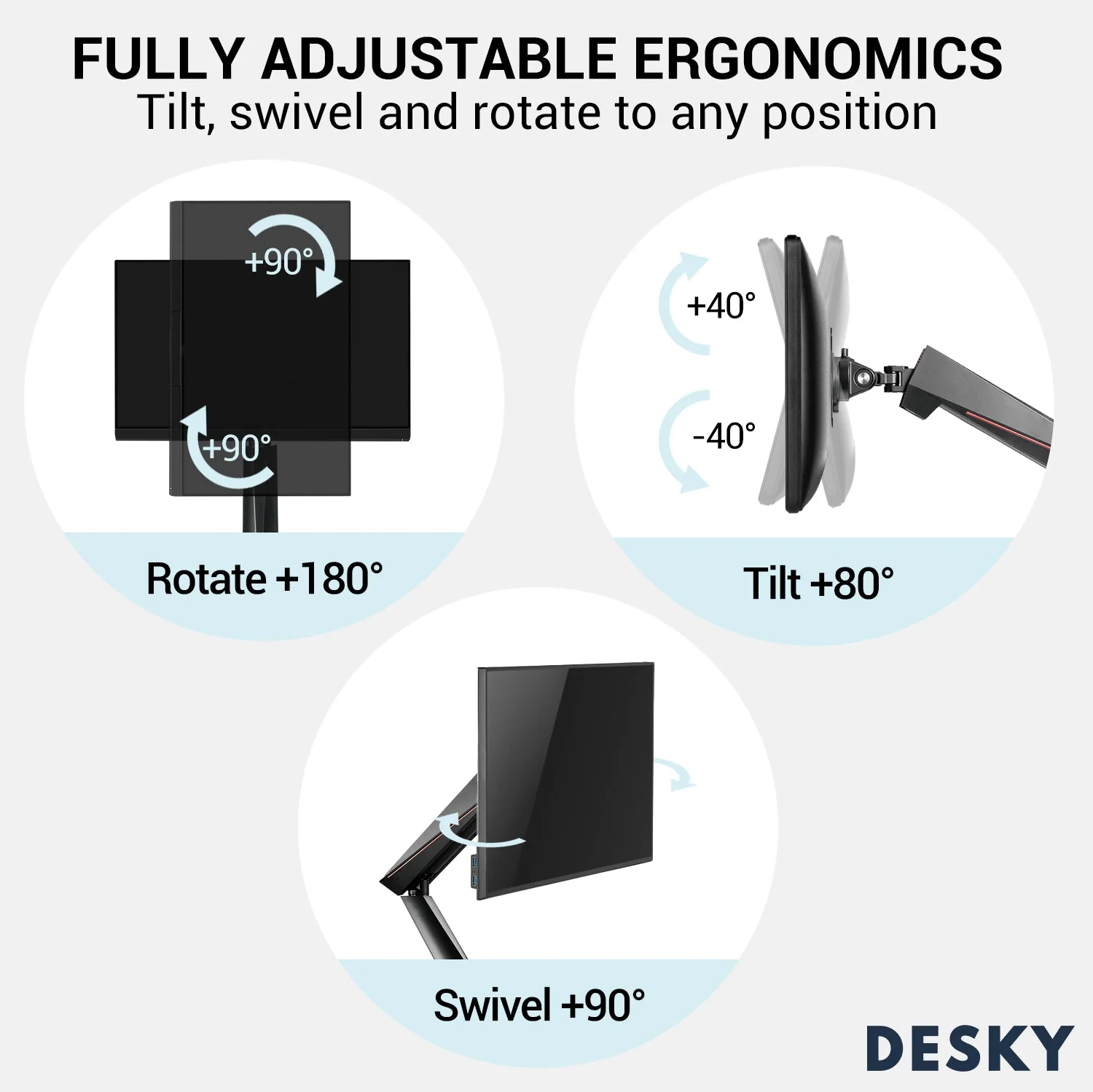 Desky Dual LED Gaming Monitor Arm - Image 10