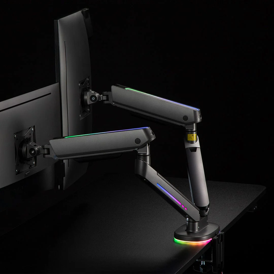 Desky Dual LED Monitor Arm - Space Grey - Image 2