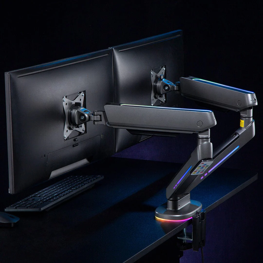 Desky Dual LED Monitor Arm - Space Grey - Image 3