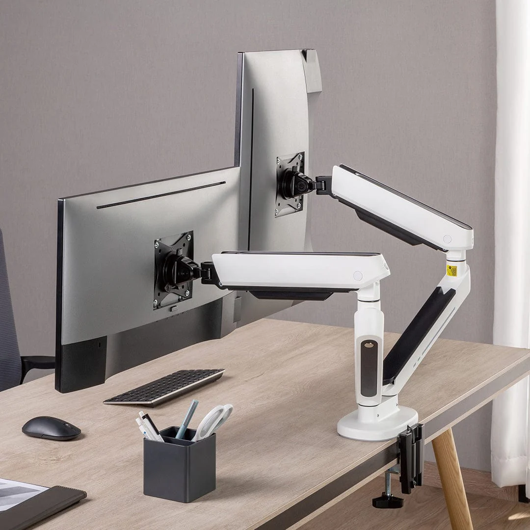 Desky Dual LED Monitor Arm - White - Image 2