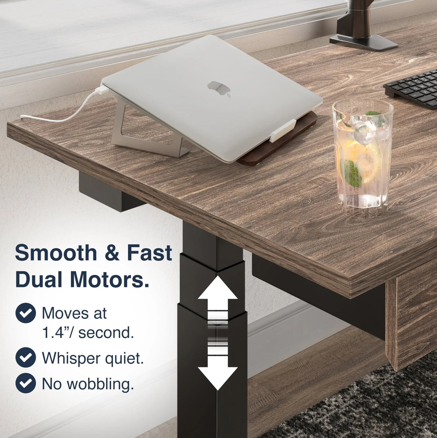 Desky Dual Melamine Sit Stand Desk 120cm Jarrah Legno Desktop and Grey Frame - Image 3