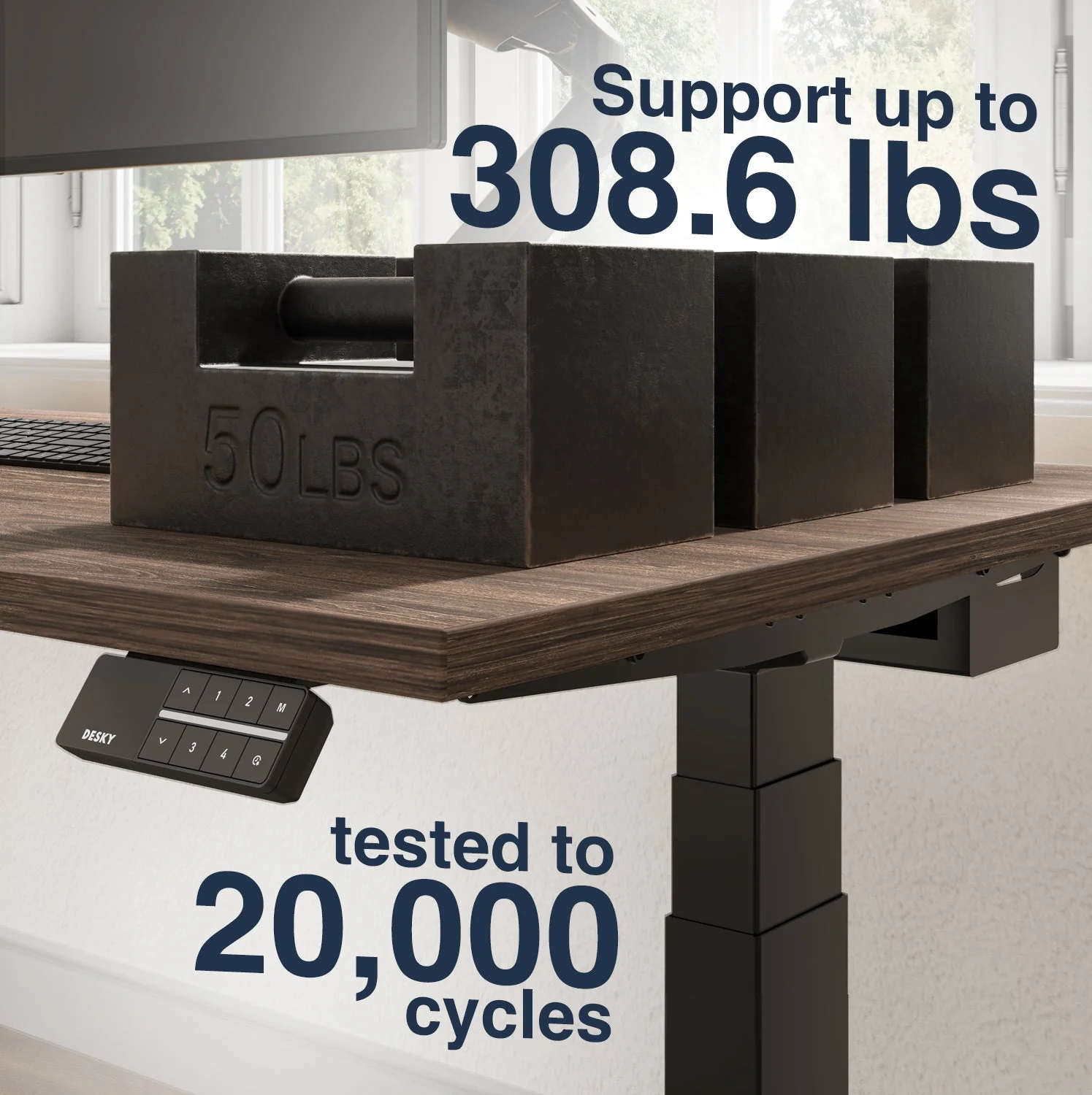 Desky Dual Melamine Sit Stand Desk 120cm Natural Walnut Desktop and Grey Frame - Image 4