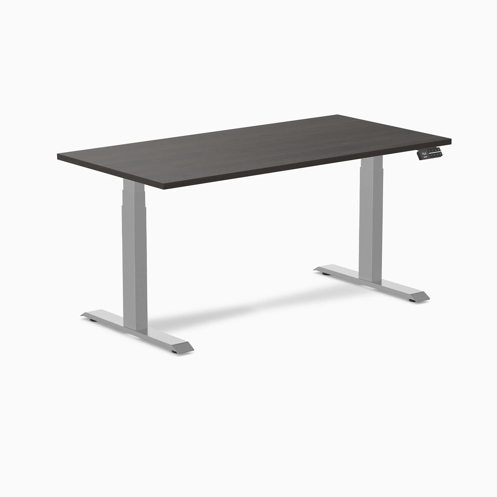 Desky Dual Melamine Sit Stand Desk 150cm Burnished Wood Desktop and Grey Frame - Image 3