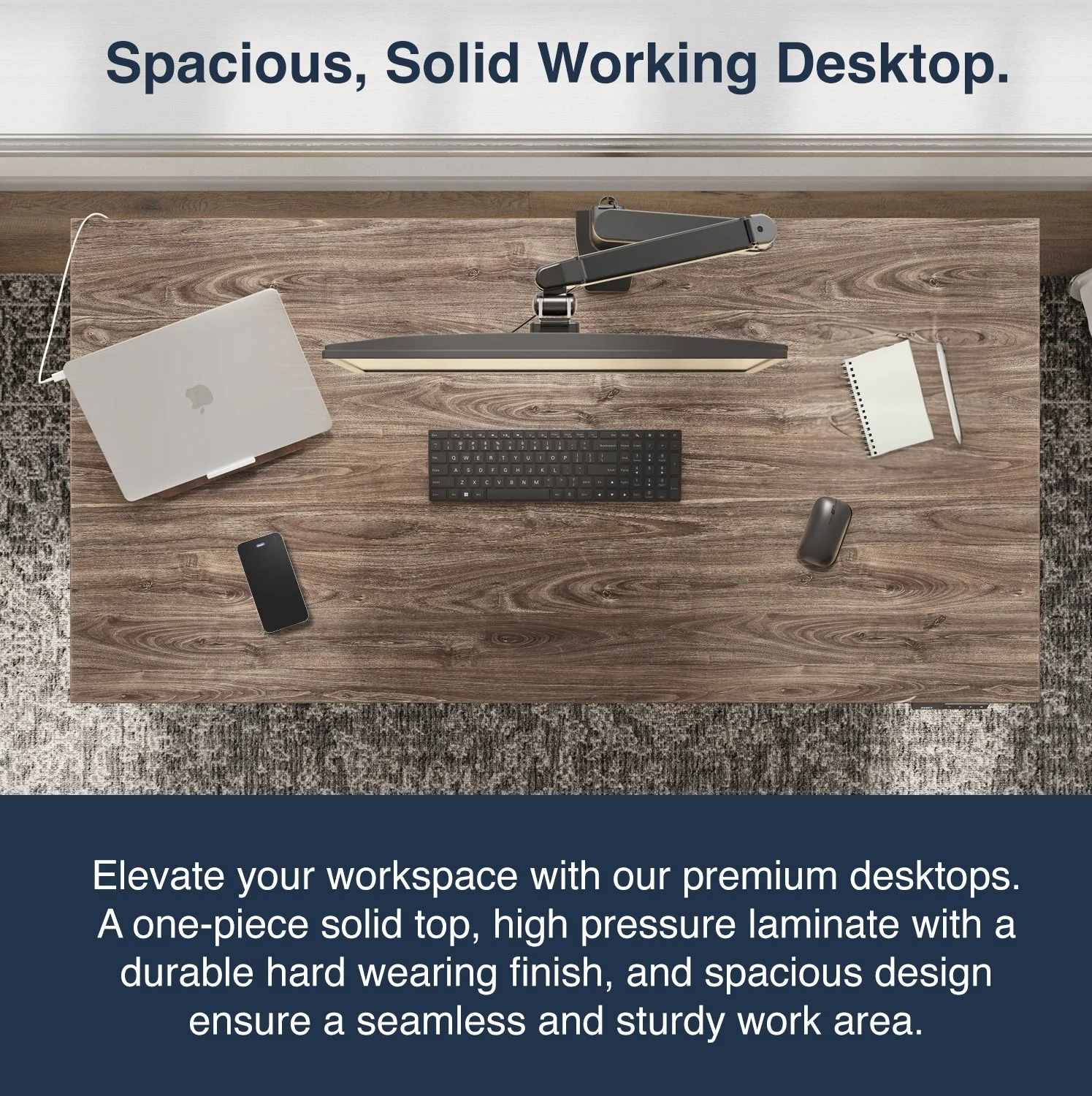Desky Dual Melamine Sit Stand Desk 180cm Prime Oak Desktop and Grey Frame - Image 2