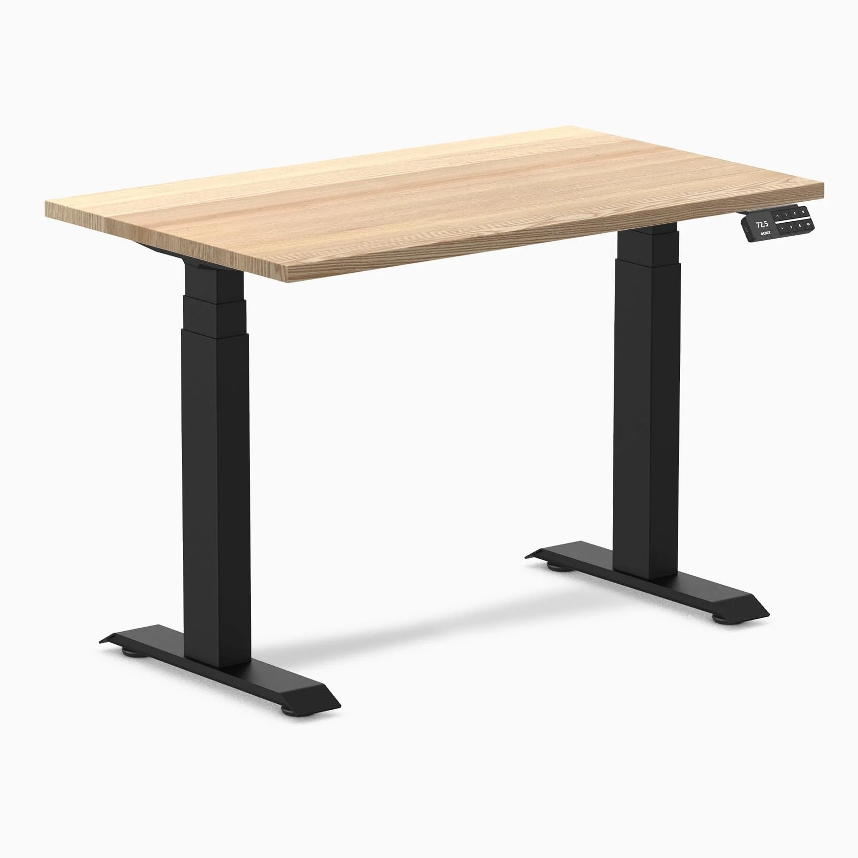 Desky Dual Mini Hardwood Sit Stand Desk 100cm White Ash Desktop and Matte Black Frame - Image 3