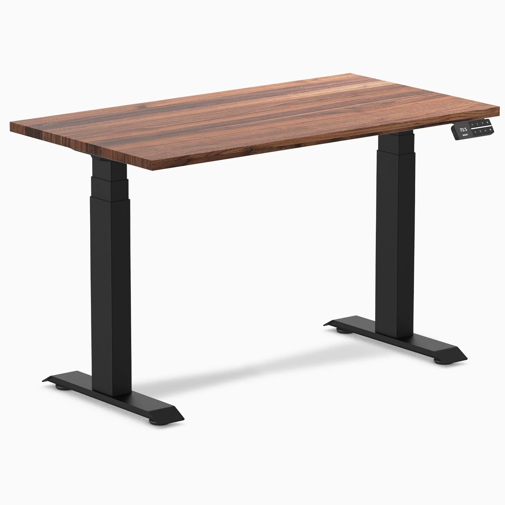 Desky Dual Mini Hardwood Sit Stand Desk 110cm Walnut Desktop and Matte Black Frame - Image 3