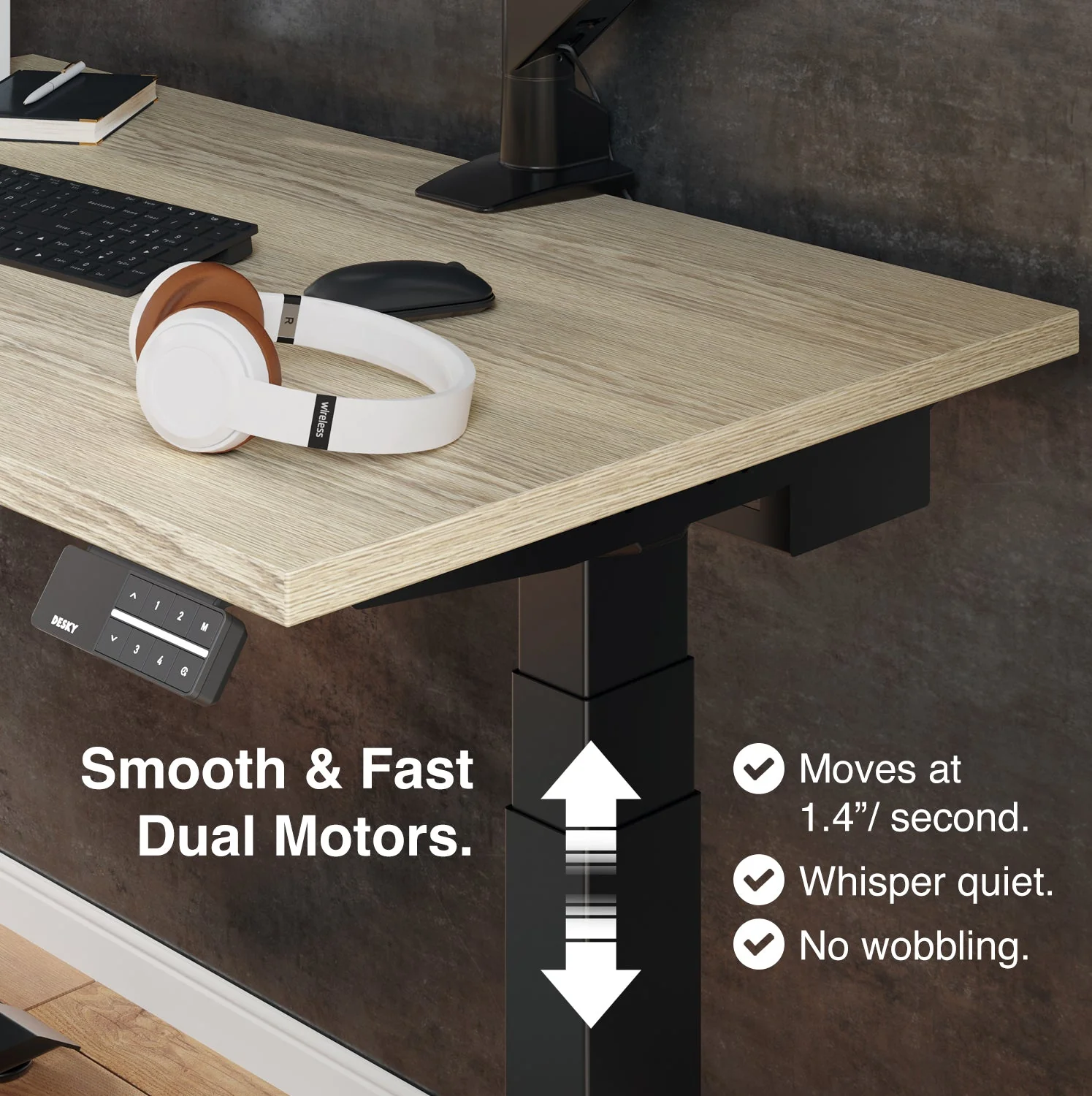 Desky Dual Mini Sit Stand Desk 800x500 Jarrah Legno Desktop and Grey Frame - Image 5