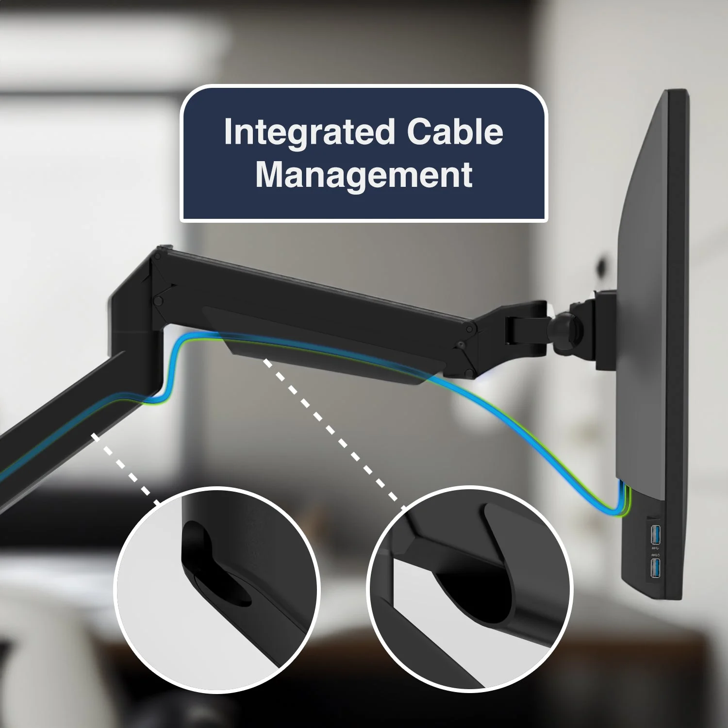 Desky Dual Monitor Arm - Black - Image 3