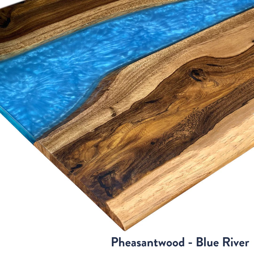 Desky Dual Resin Hardwood Sit Stand Desk 120cm Pheasantwood Blue River Desktop and Space Grey Frame - Image 2